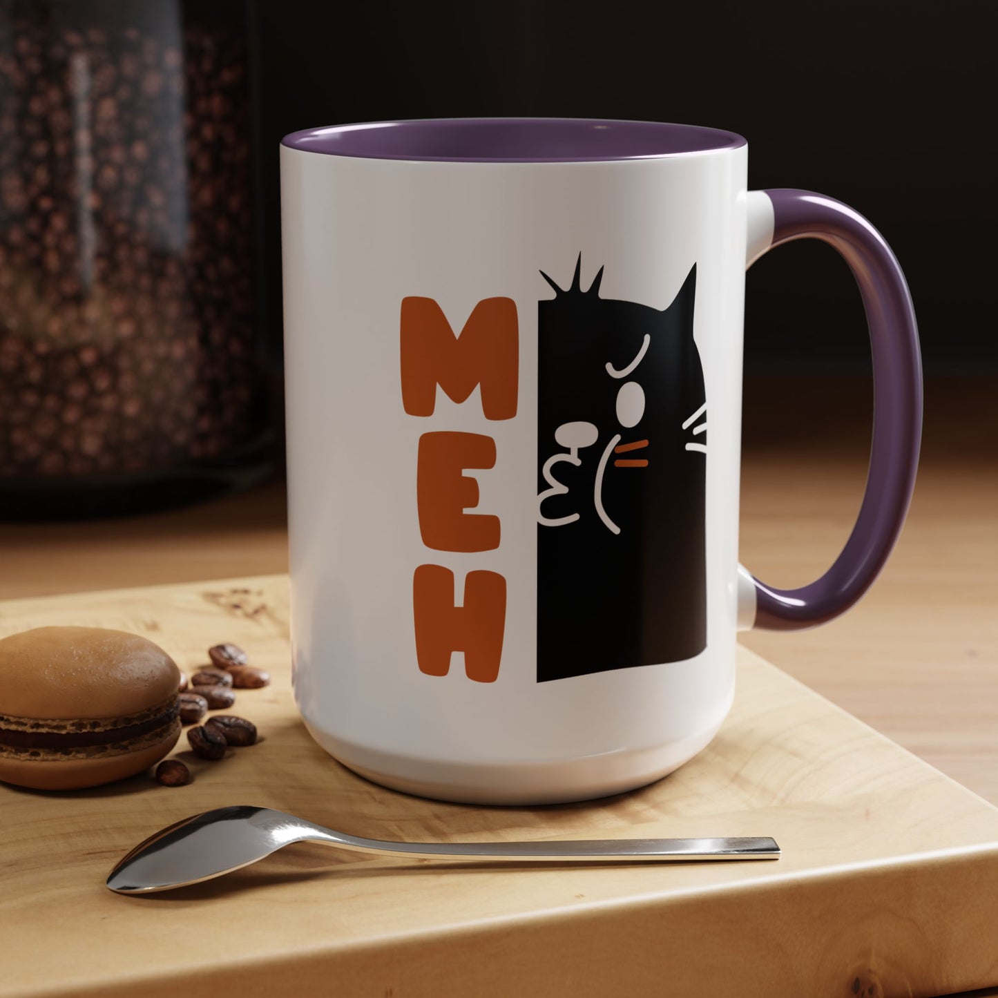 Cute Funny Meh Cat Mug Meme Hilarious Gift Idea Coffee Tea Cup