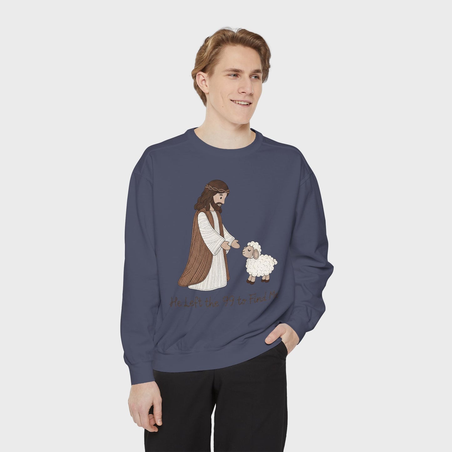 Christian Unisex Sweatshirt "He Left the 99 to Find Me" Shepherd & Lamb Crewneck