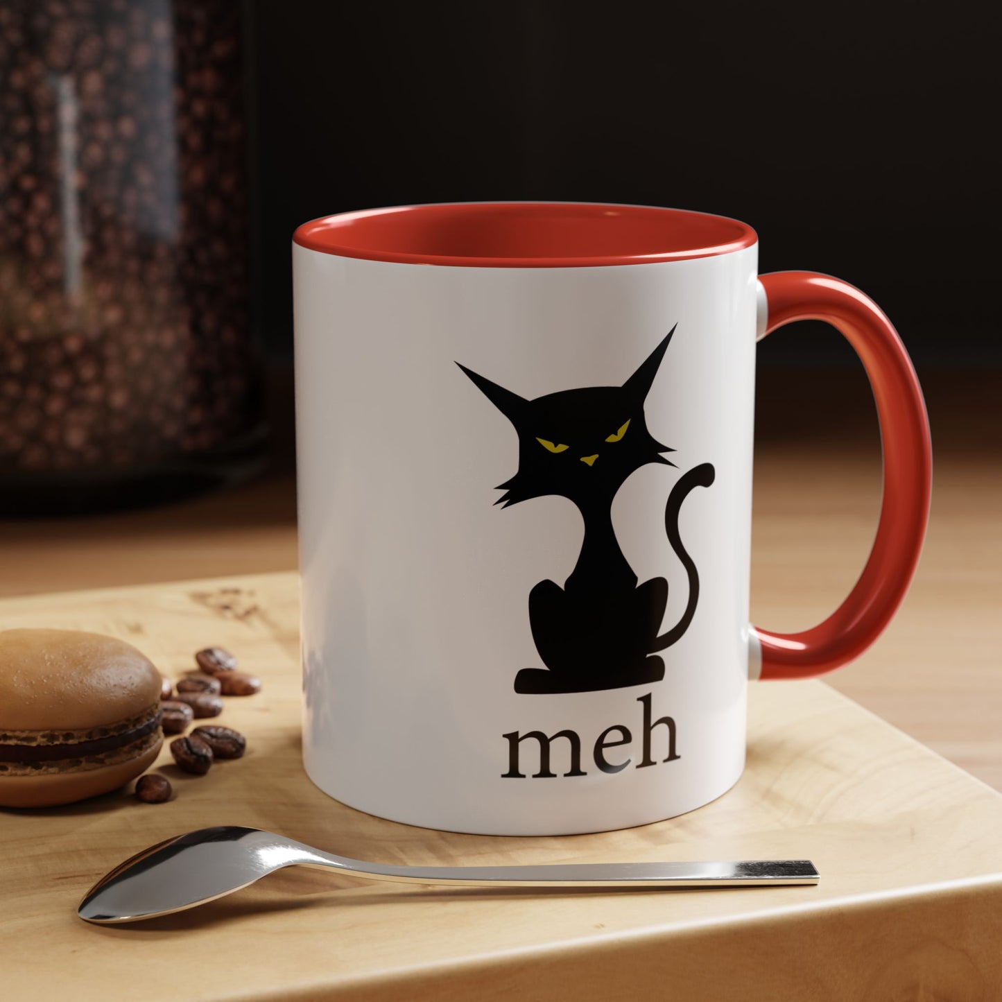Cute Funny Meh Cat Mug Meme Hilarious Gift Idea Coffee Tea Cup