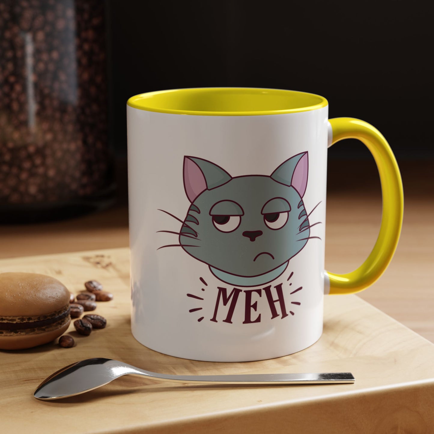 Cute Funny Meh Mug Meme Cat Coffee Tea Cup Hilarious Gift Idea