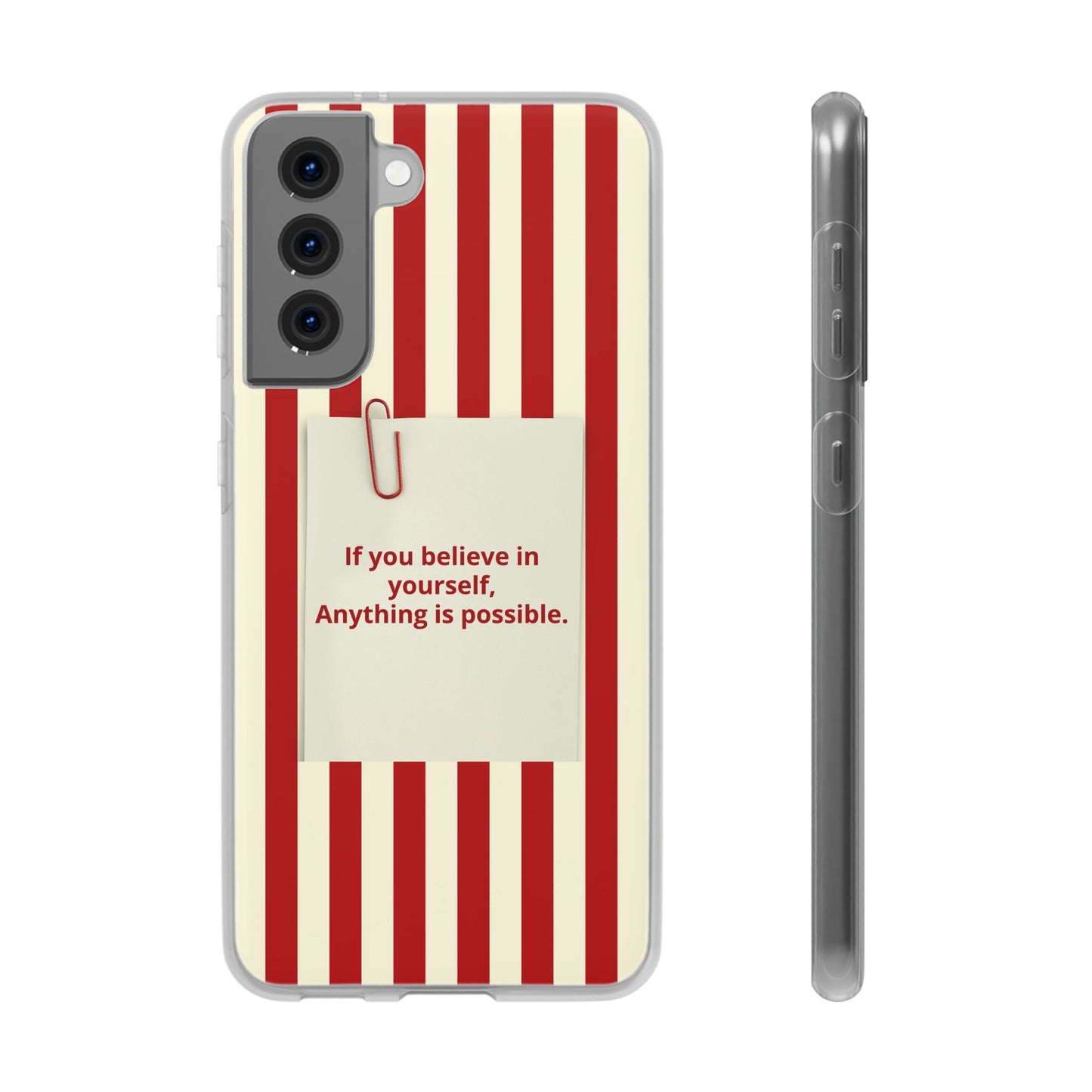 Personalized Custom Text Inspirational Striped Phone Case. “If you believe in yourself, Anything is possible.”