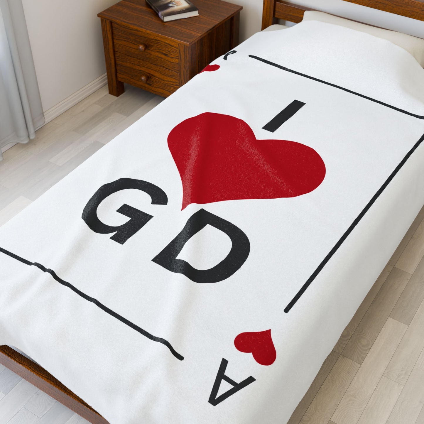 I Love GD Ace of Heart Velveteen Plush Blanket | Birthday Anniversary Christmas Festival Concert Travel Fans Gift Ideas