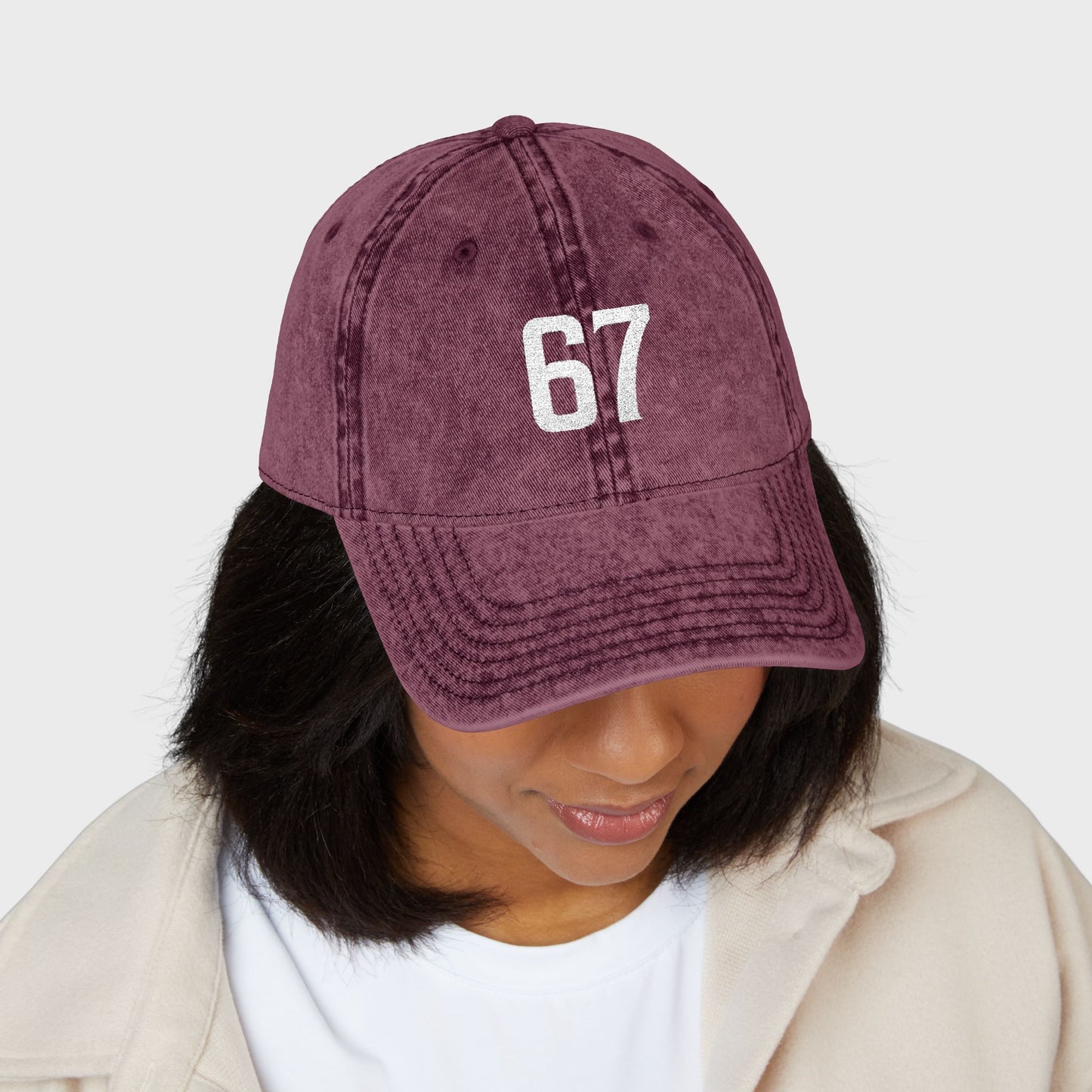 Funny Trending 67 Six Seven Memes Jokes Vintage Embroidered Cap