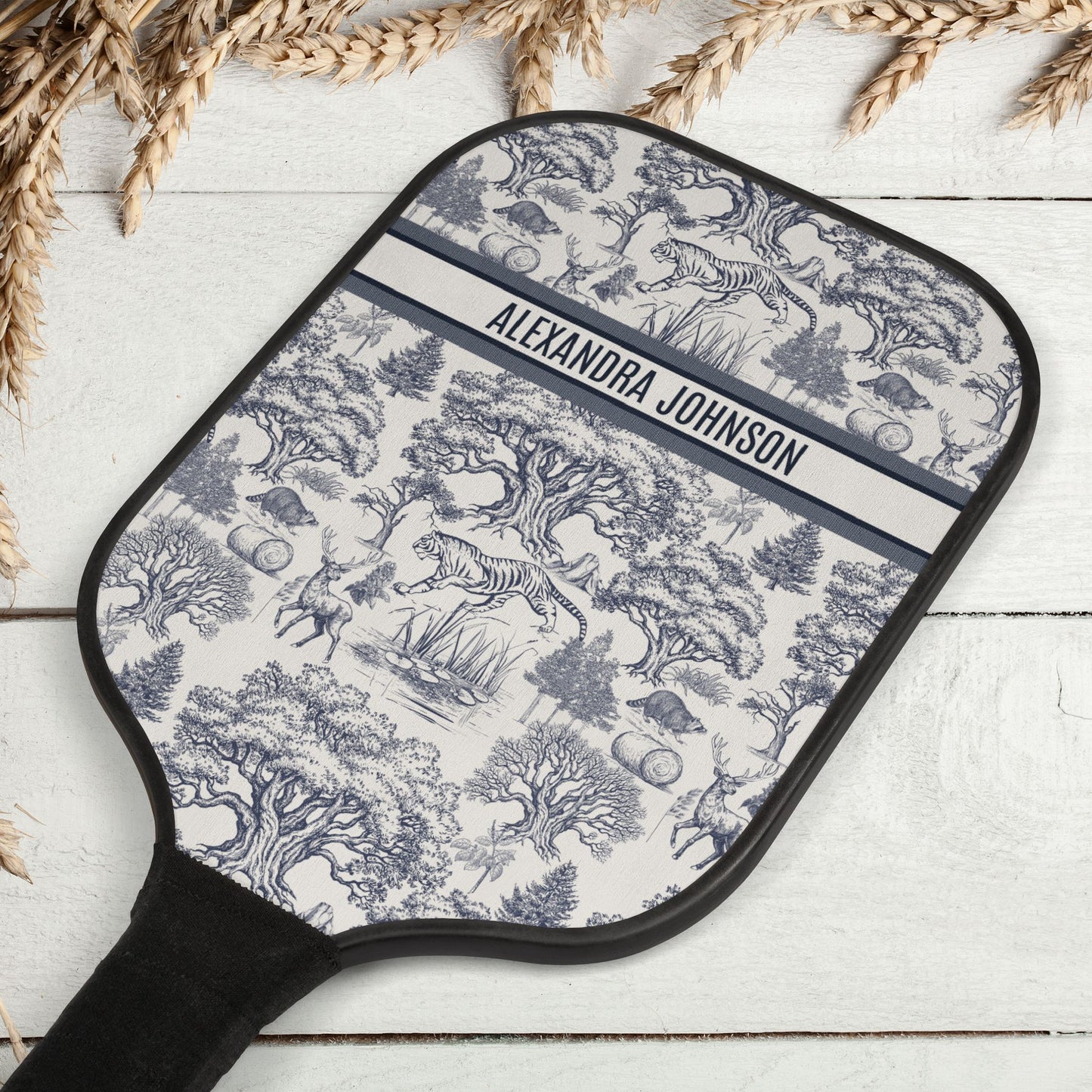 Personalized Name Luxury Vintage Toile De Jouy French Nature Landscape Pickleball Paddle Set Version 2