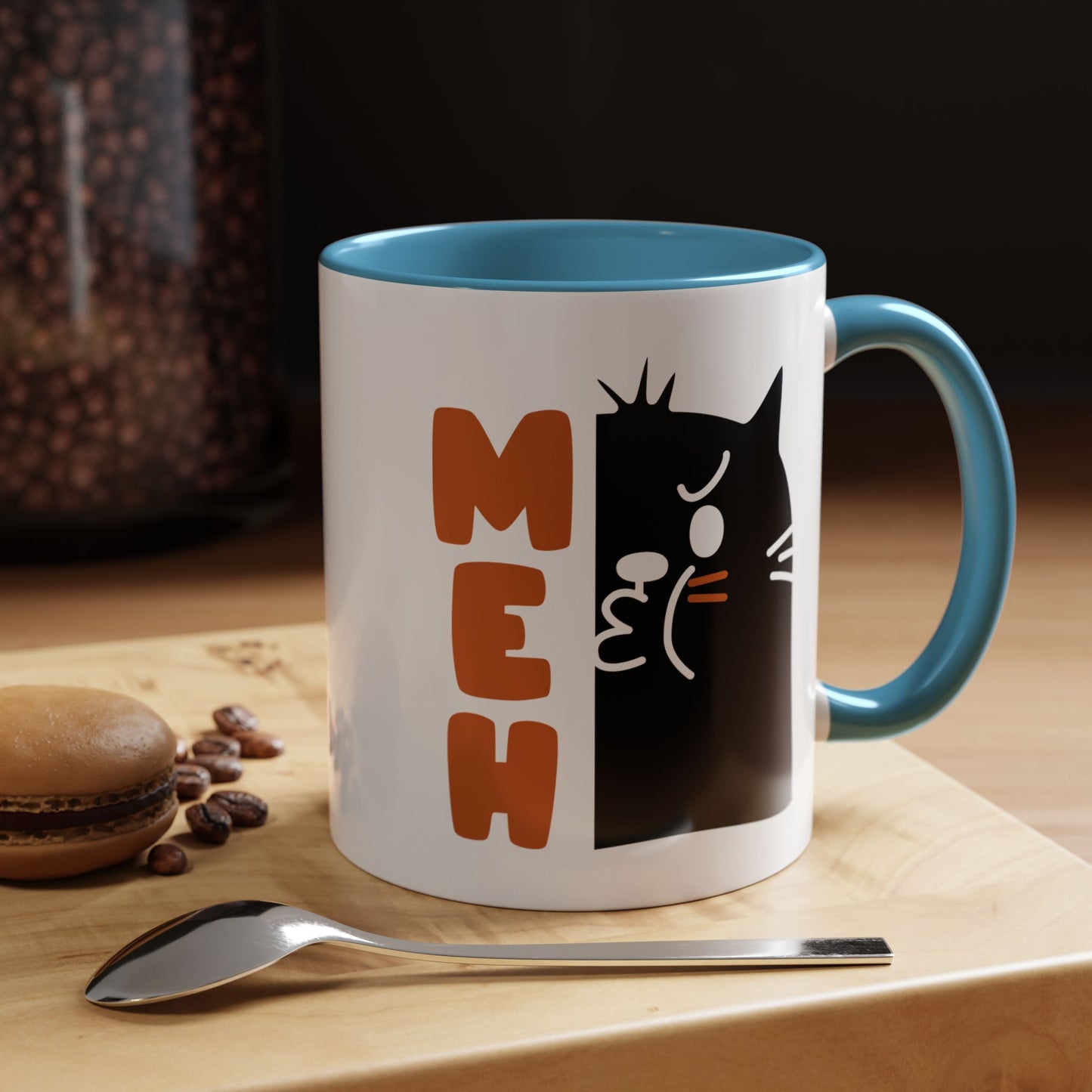 Cute Funny Meh Cat Mug Meme Hilarious Gift Idea Coffee Tea Cup