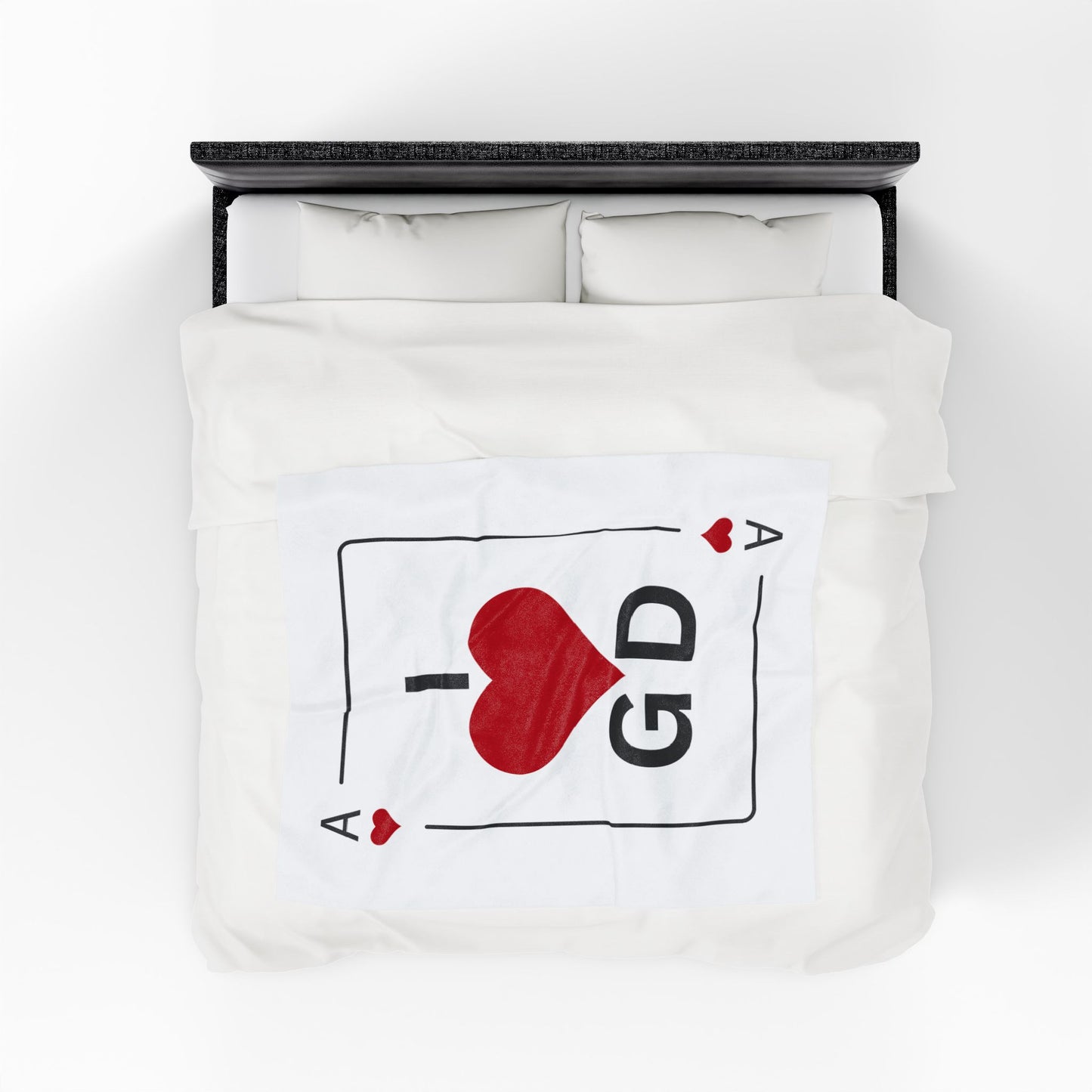 I Love GD Ace of Heart Velveteen Plush Blanket | Birthday Anniversary Christmas Festival Concert Travel Fans Gift Ideas