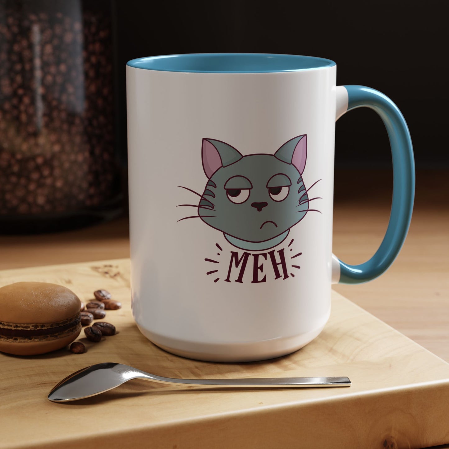 Cute Funny Meh Mug Meme Cat Coffee Tea Cup Hilarious Gift Idea