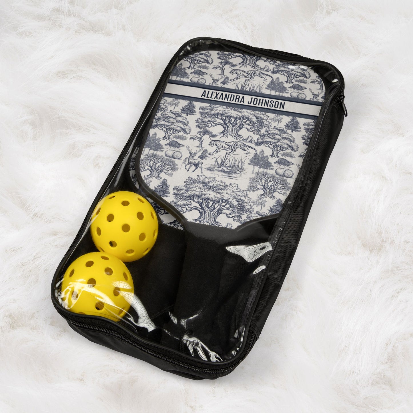 Personalized Name Luxury Vintage Toile De Jouy French Nature Landscape Pickleball Paddle Set Version 2