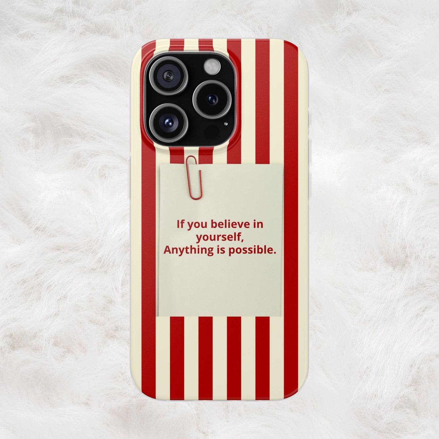 Personalized Custom Text Inspirational Striped Phone Case. “If you believe in yourself, Anything is possible.”