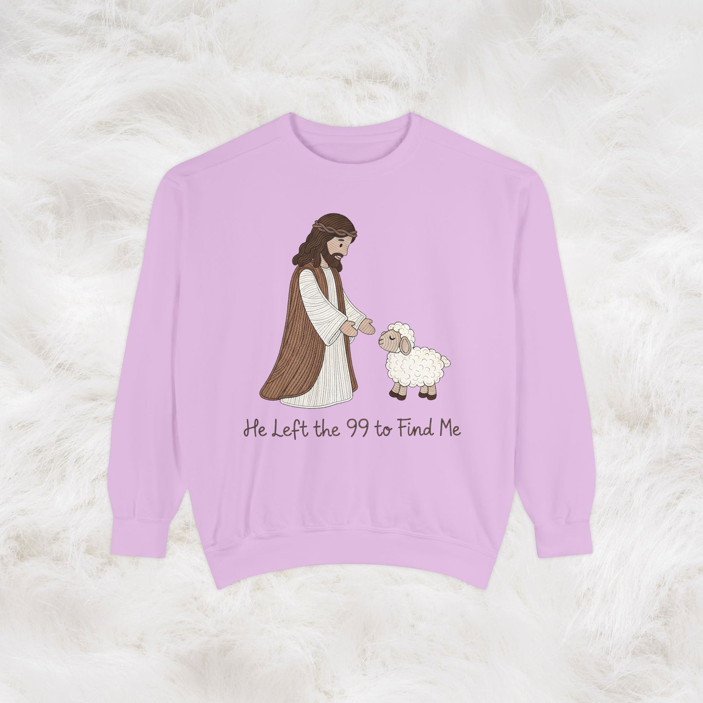 Christian Unisex Sweatshirt "He Left the 99 to Find Me" Shepherd & Lamb Crewneck