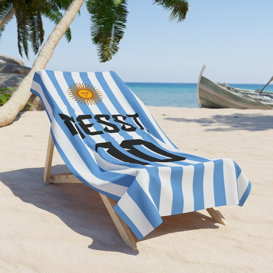 Personalized Argentina Beach Towel | Birthday Anniversary Christmas Football Soccer Jersey Fans Gift Ideas