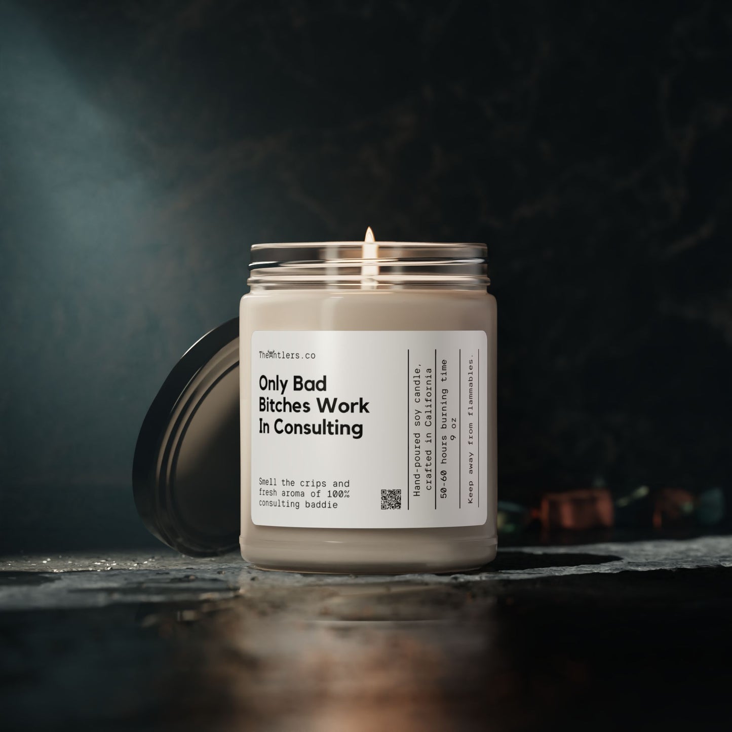Only Bad Bitches Work In Consulting Soy Wax Candle, Funny Consultant Management Gift Idea, 9oz.