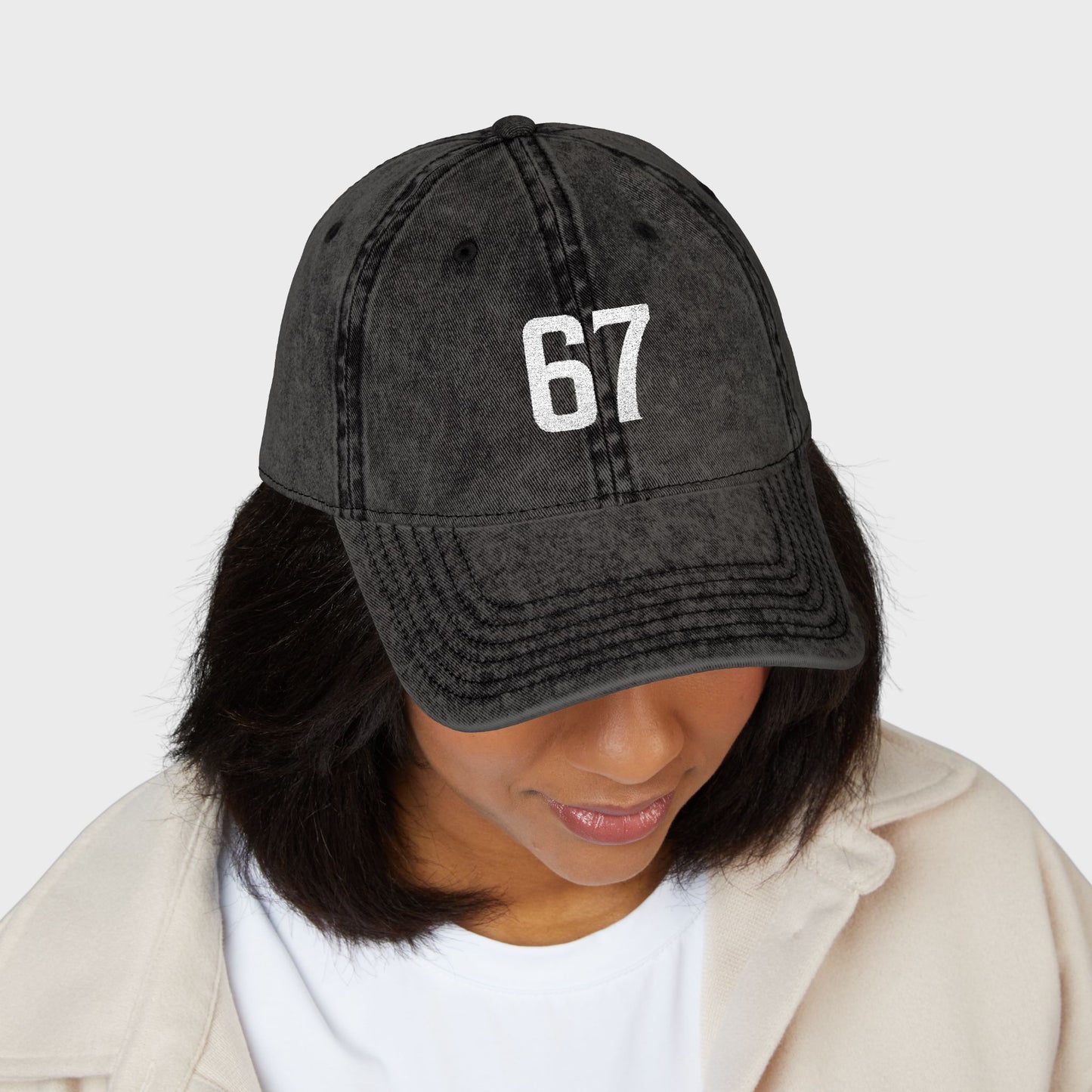 Funny Trending 67 Six Seven Memes Jokes Vintage Embroidered Cap
