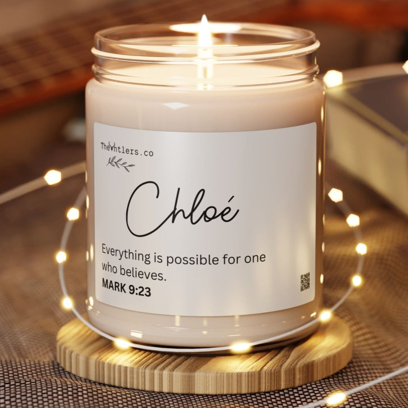 Personalized Name & Scripture Soy Wax Candle, Decoration Gift Idea, Eco Friendly 9oz. Mark 9:23. Inspiration Mental Healing