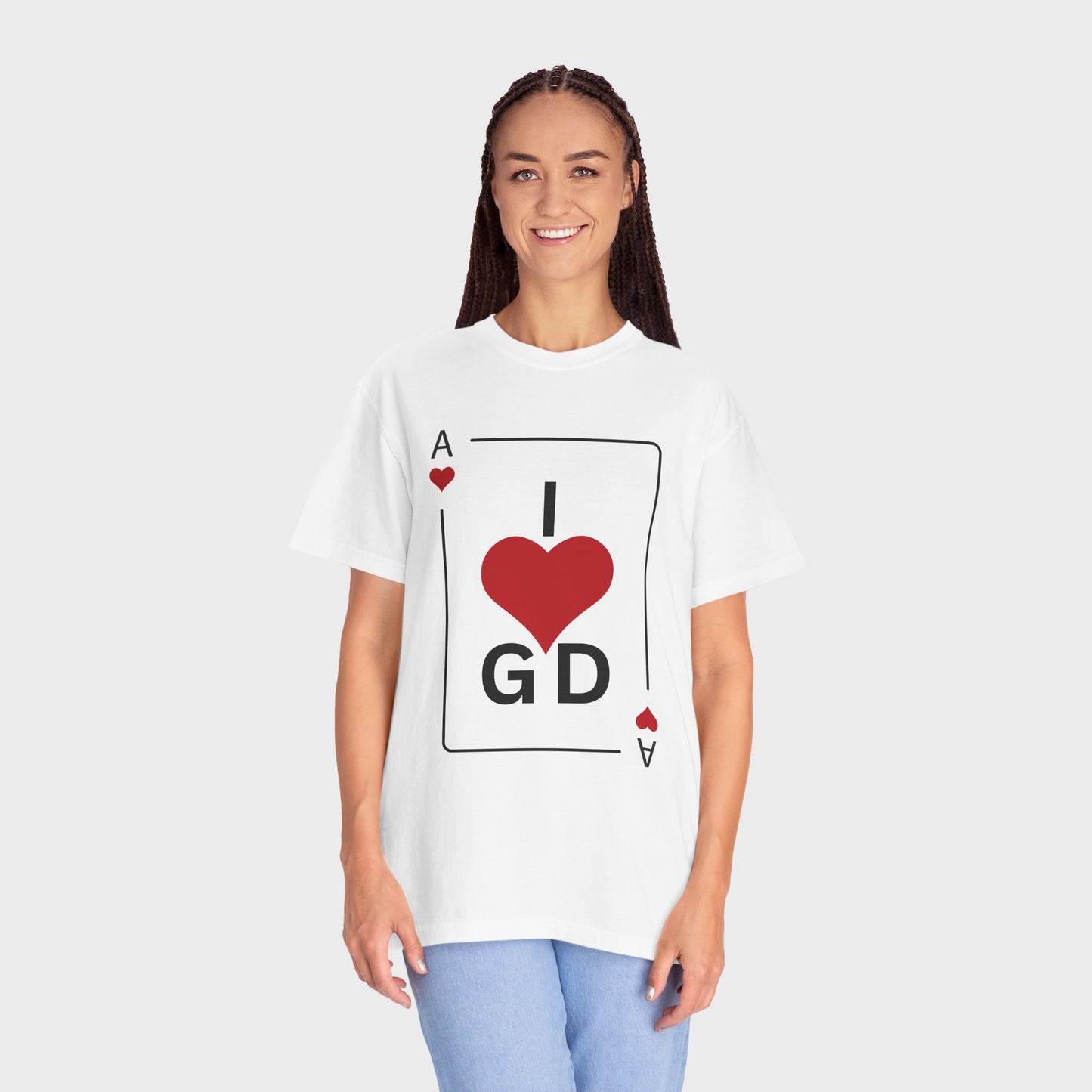 I Love GD Fans - Ace of Heart Garment-dyed Cotton T-Shirt | Birthday Christmas Festival Concert Gift Idea
