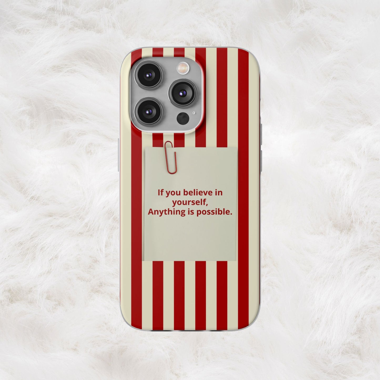 Personalized Custom Text Inspirational Striped Phone Case. “If you believe in yourself, Anything is possible.”
