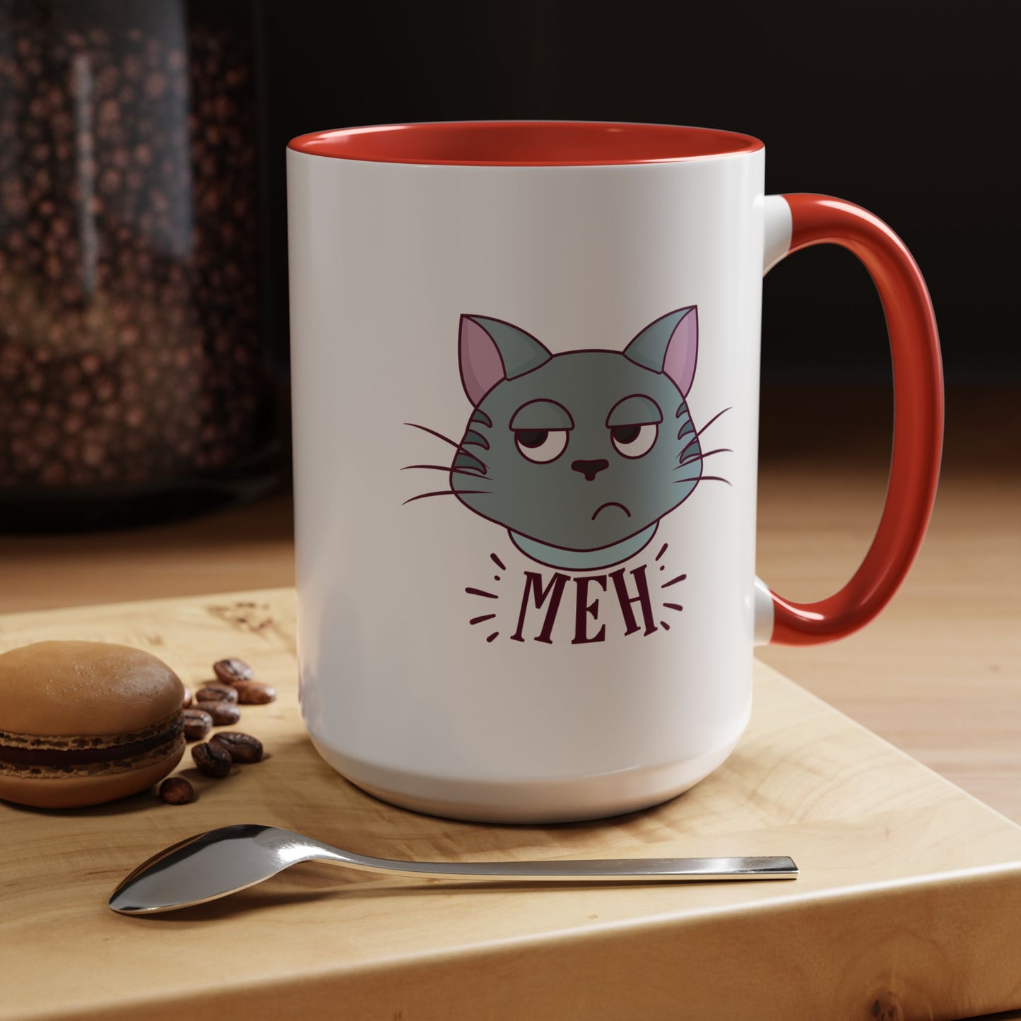 Cute Funny Meh Mug Meme Cat Coffee Tea Cup Hilarious Gift Idea