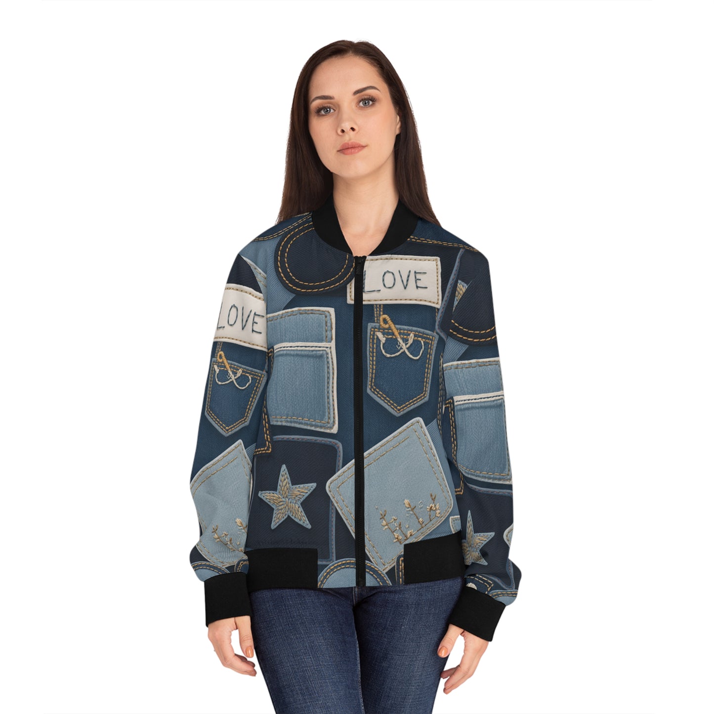 Faux Denim Look Patchwork Jacket | Women’s Casual Fashion Outerwear