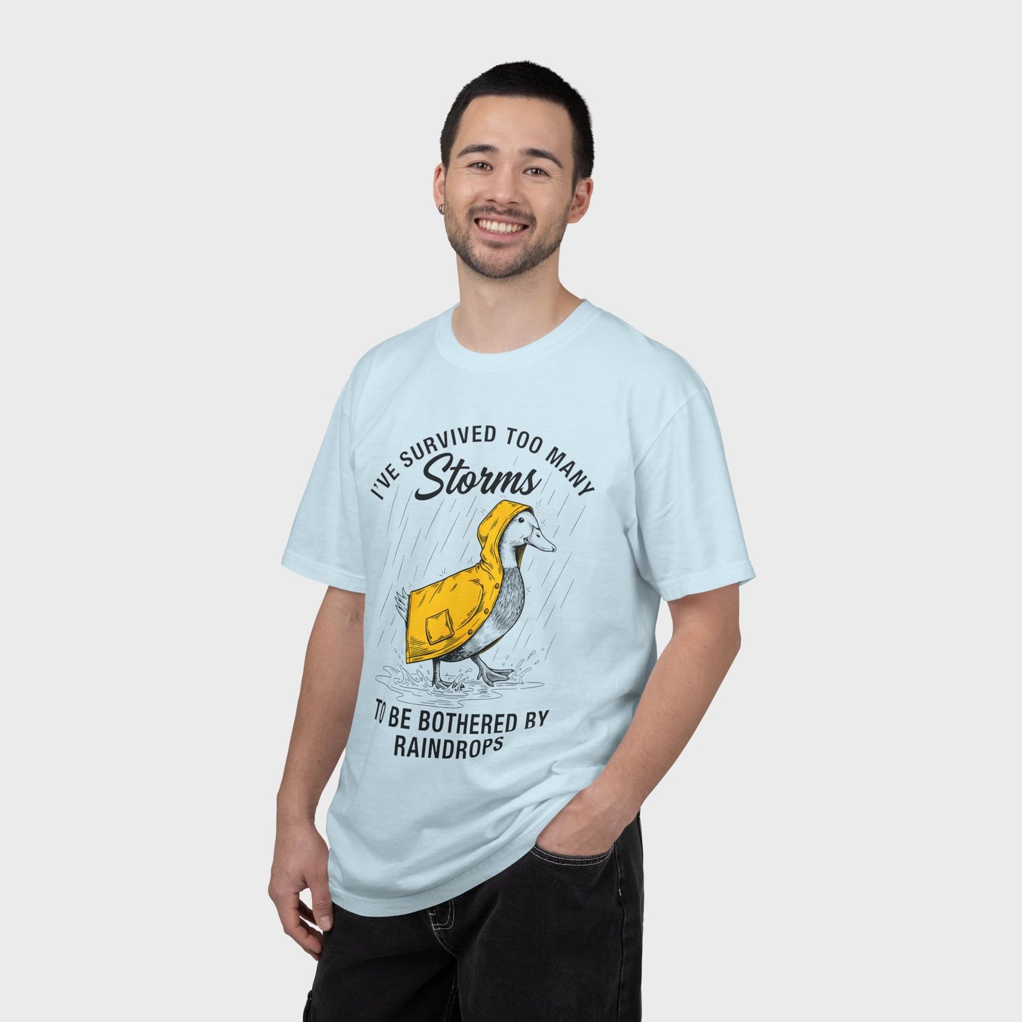 Funny Storm-Proof Goose Duck Unisex T-Shirt | I’ve Survived Too Many Storms to Be Bothered by Raindrops