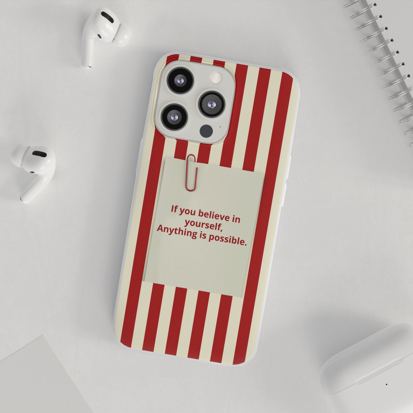 Personalized Custom Text Inspirational Striped Phone Case. “If you believe in yourself, Anything is possible.”