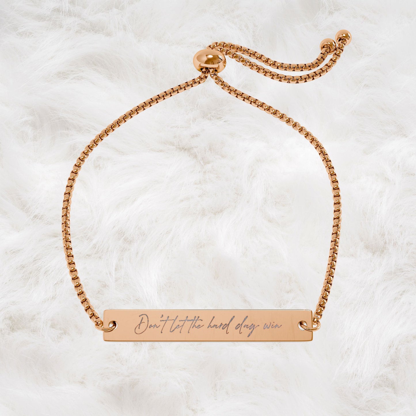 Don't Let The Hard Day Win Engraved Adjustable Chain Bar Bracelet | Gift Idea