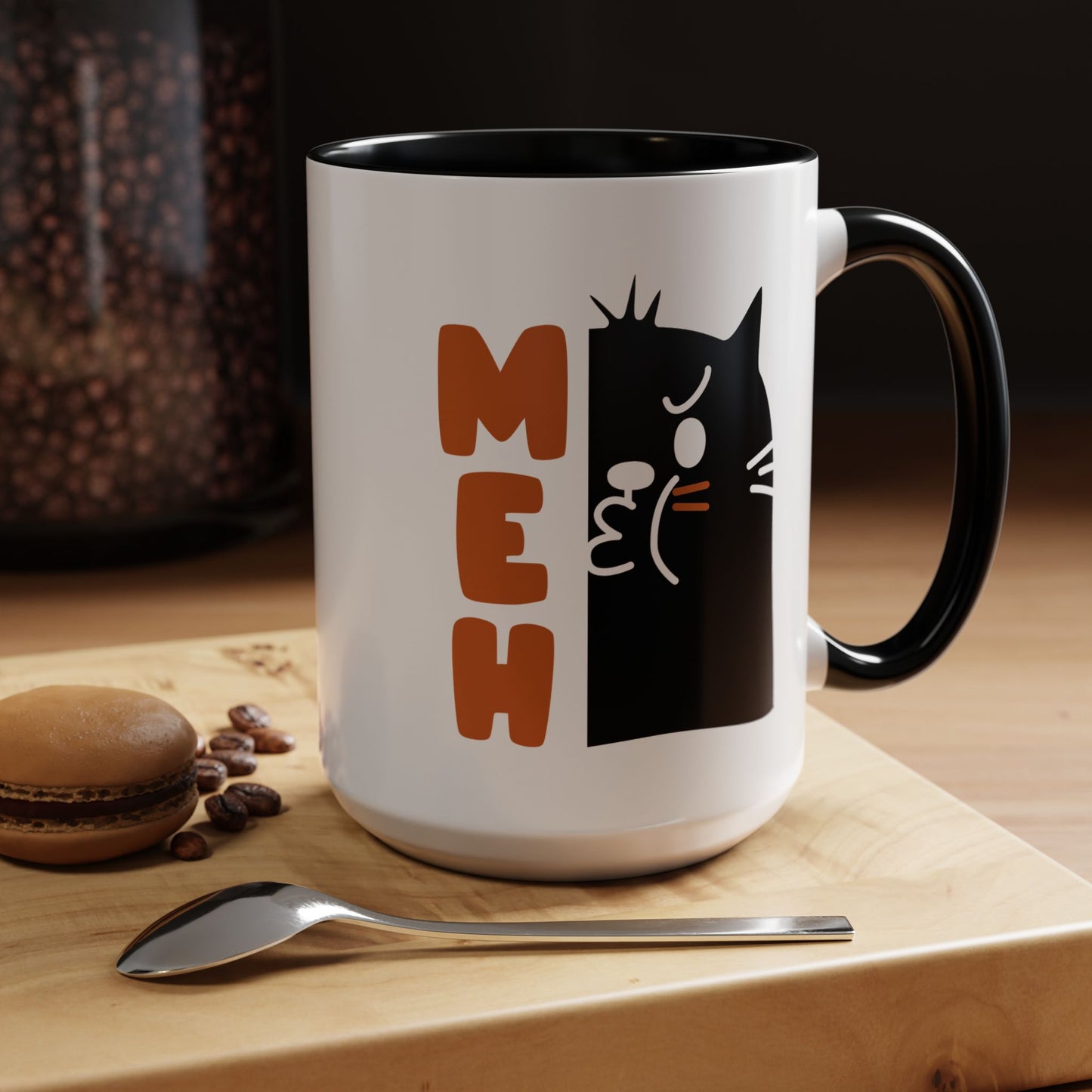 Cute Funny Meh Cat Mug Meme Hilarious Gift Idea Coffee Tea Cup