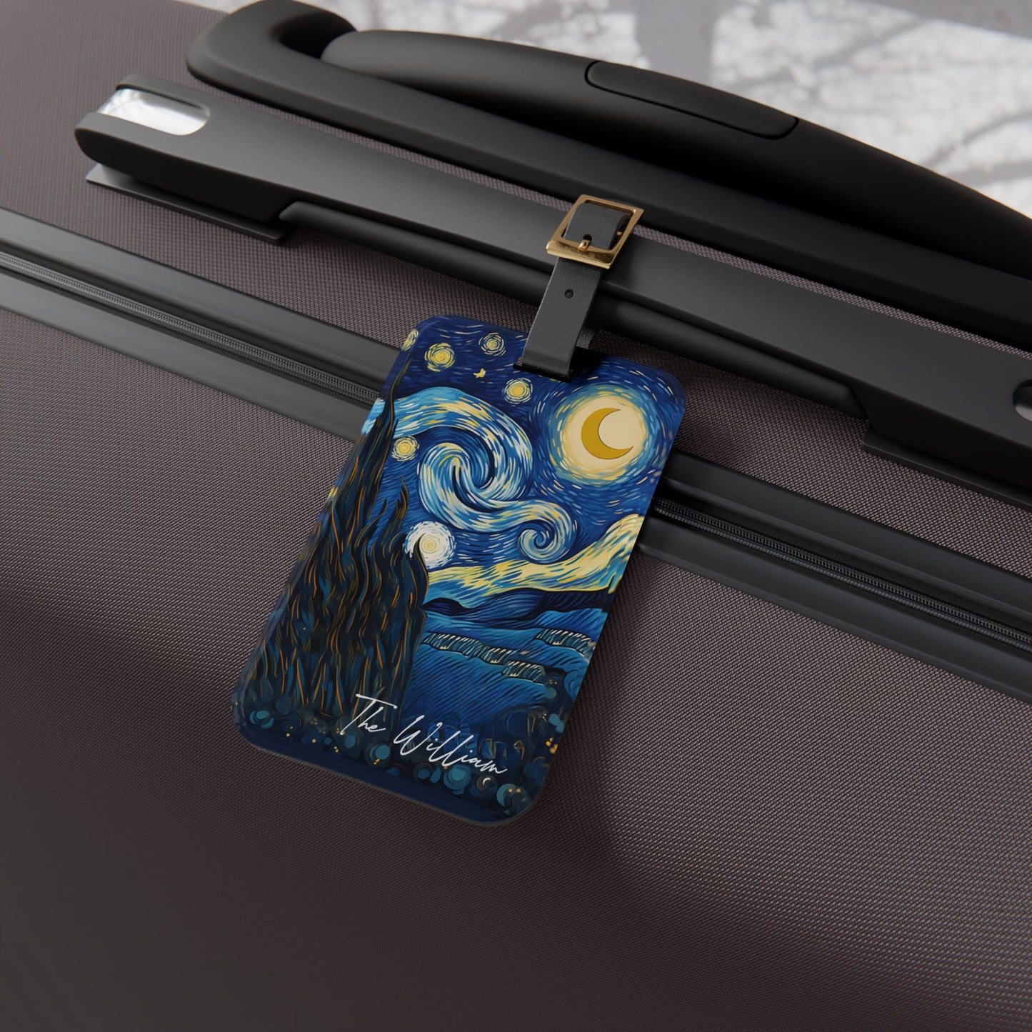 Personalized Custom Name Travel ID Vincent Van Gogh Starry Night Art Luggage Tag | Vacation Birthday Christmas Gift