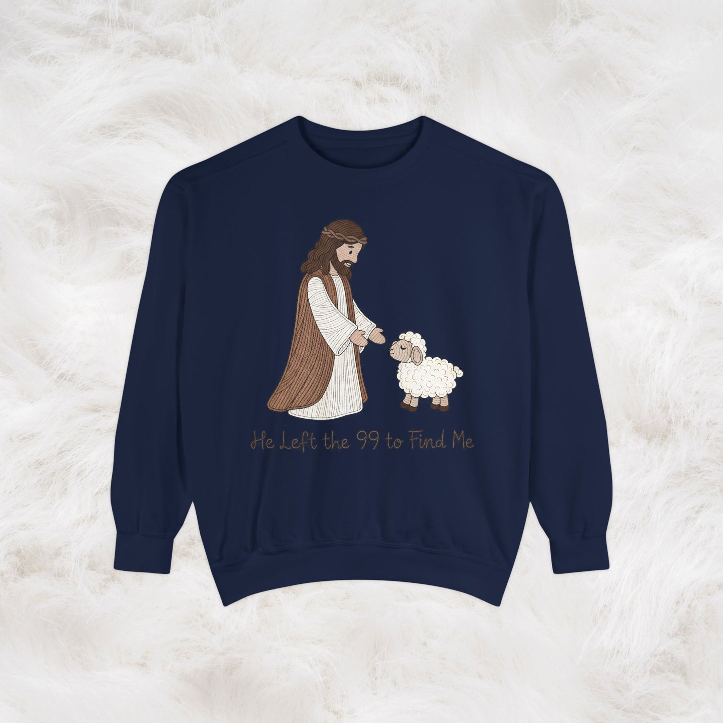 Christian Unisex Sweatshirt "He Left the 99 to Find Me" Shepherd & Lamb Crewneck
