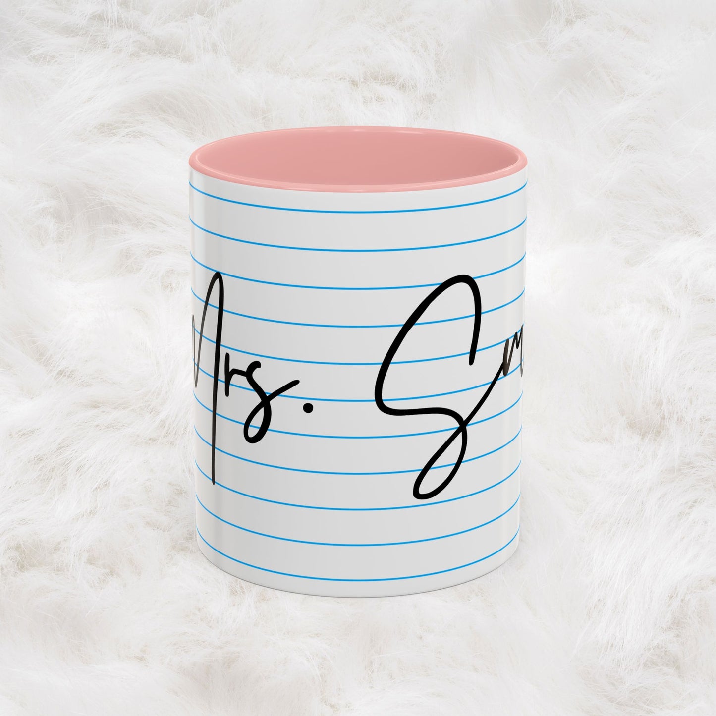 Personalized Name College Ruled Lined Coffee Tea Mug | Student Teacher Back to School Motivation Gift Idea