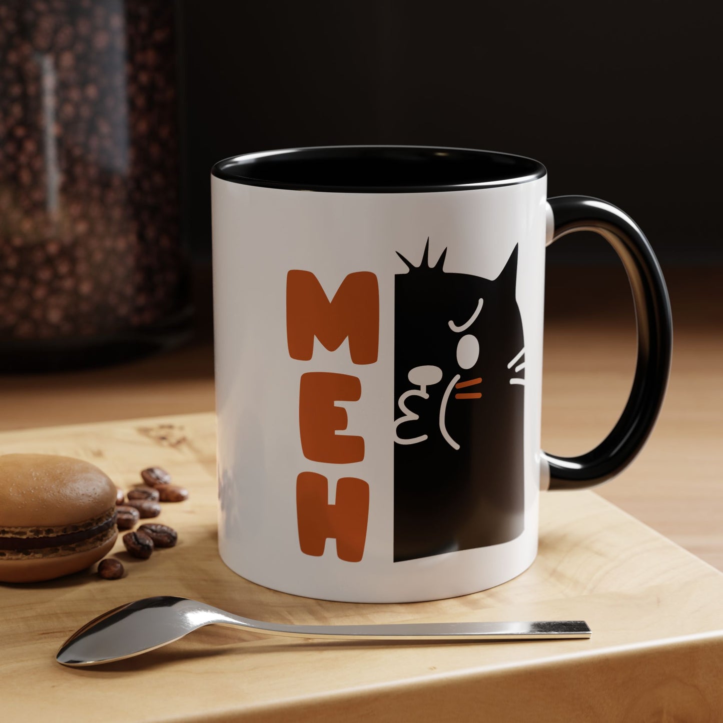 Cute Funny Meh Cat Mug Meme Hilarious Gift Idea Coffee Tea Cup