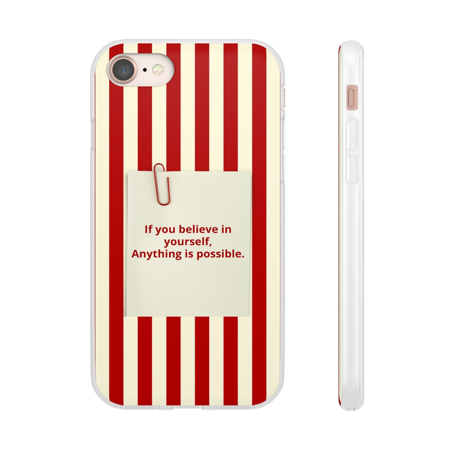 Personalized Custom Text Inspirational Striped Phone Case. “If you believe in yourself, Anything is possible.”