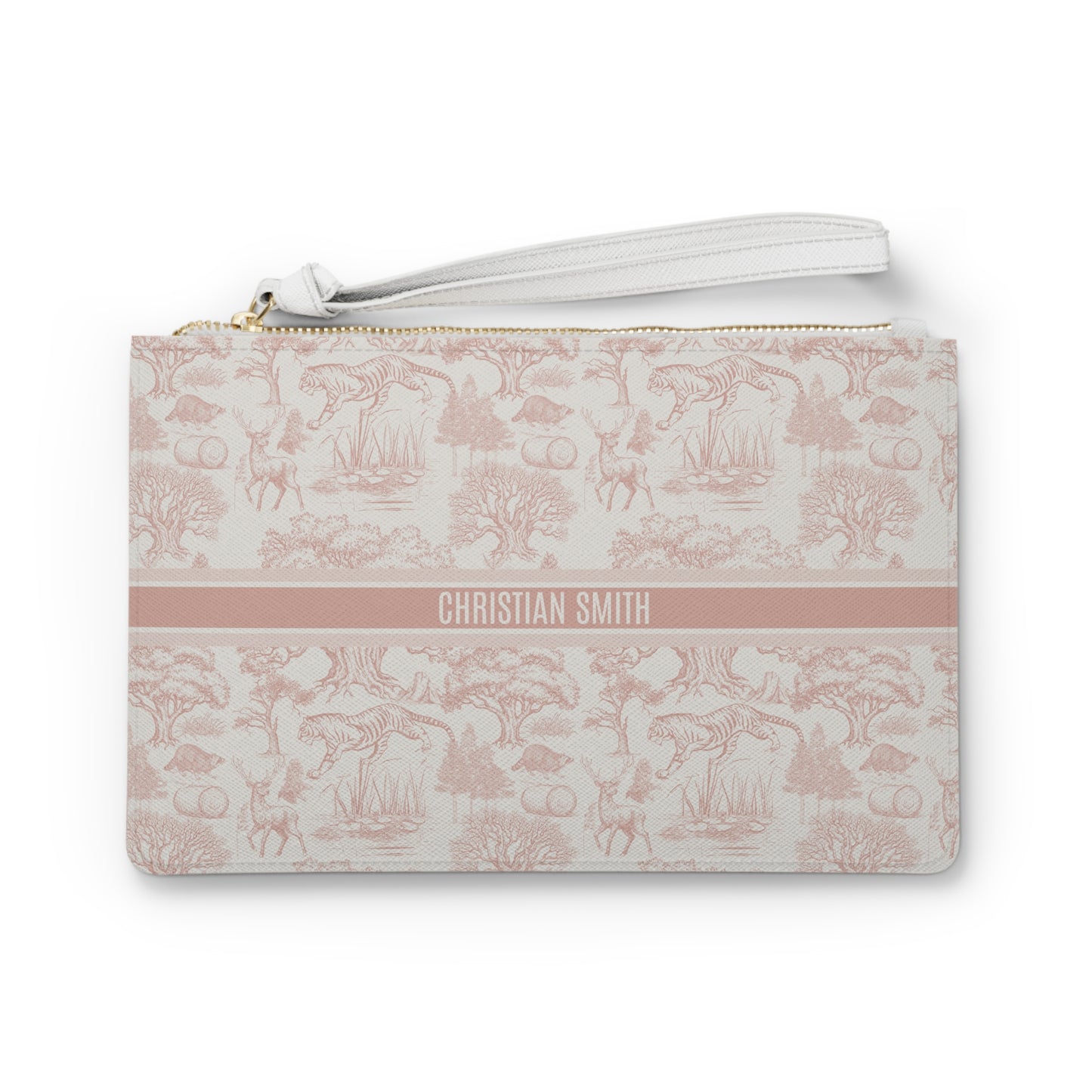 Personalized Name Luxury Vintage Toile De Jouy French Nature Landscape Seamless Pattern Art Version 6 Clutch Bag | Christmas Birthday Gift Ideas
