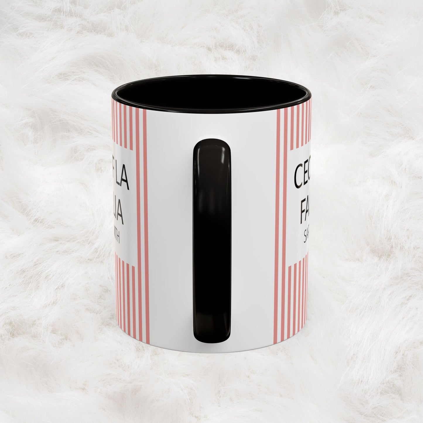 Personalized Name Pink Striped Coffee Tea Mug | Meaningful CEO of La Familia Gift for Mom, Wife, Women