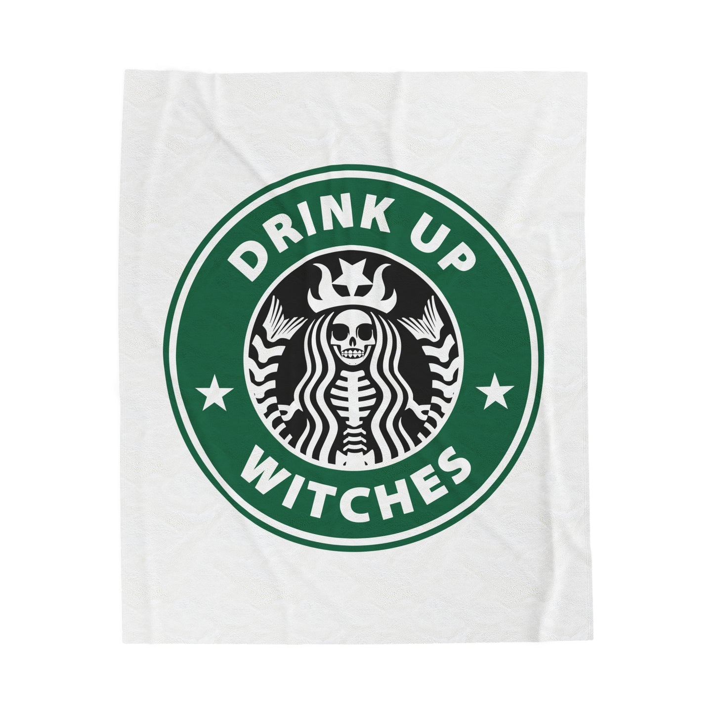 Funny Cozy Sofa Velveteen Plush Blanket Drink up Witches Skeleton Starbucks Fan
