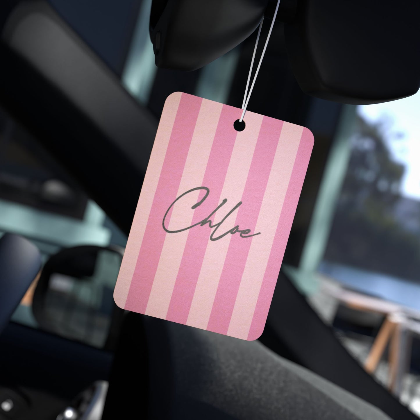 Personalized Name Luxury Pink Striped Car Air Freshener | Hunting Christmas Birthday Gift Ideas