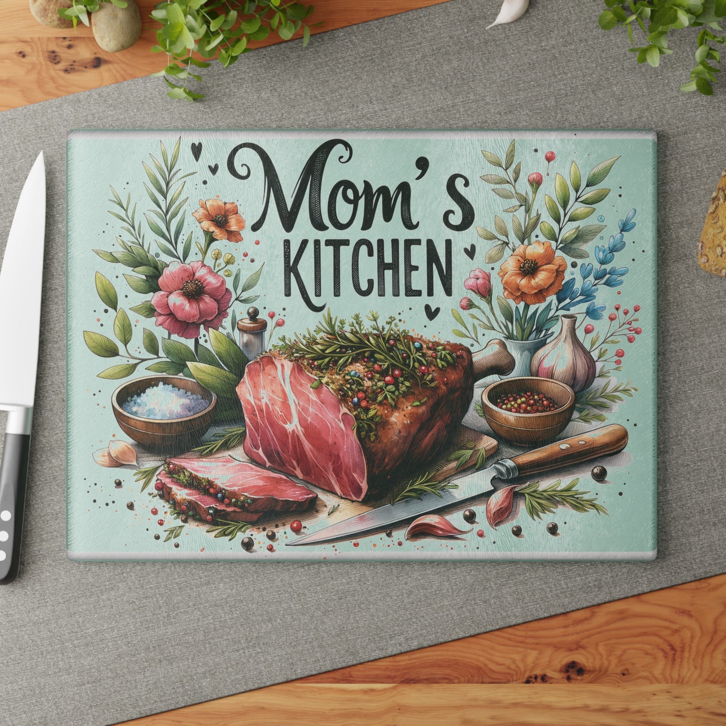 Mom's Kitchen Glass Cutting Board Home Decor Gift Ideas