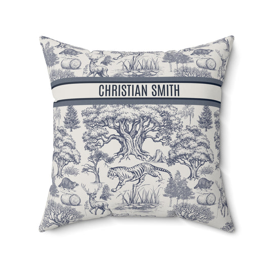 Personalized Luxury Vintage Toile De Jouy French Nature Landscape Pattern Square Pillow Version 2 Gifts