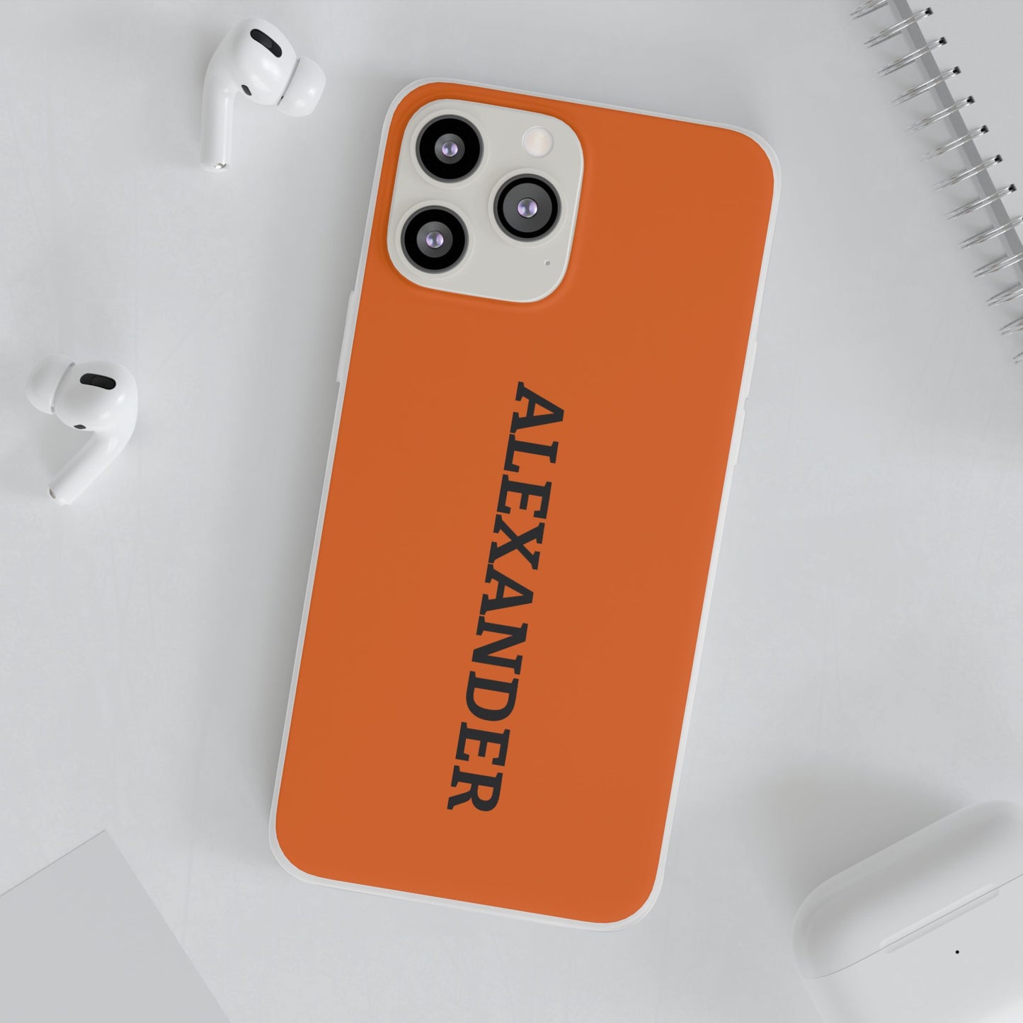 Personalized Name Text Luxury Orange Phone Case.