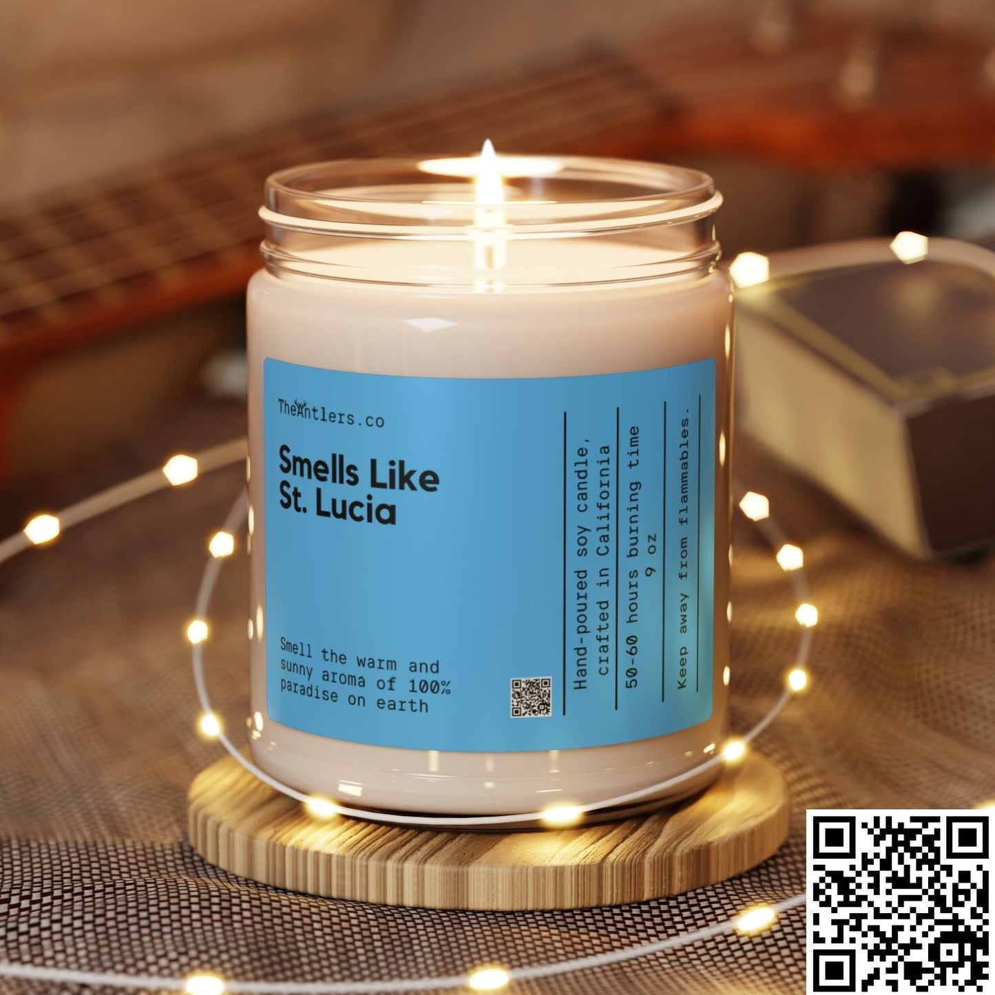 Smells Like St. Lucia Soy Wax Candle, Caribbean Decoration Gift, Eco Friendly 9oz