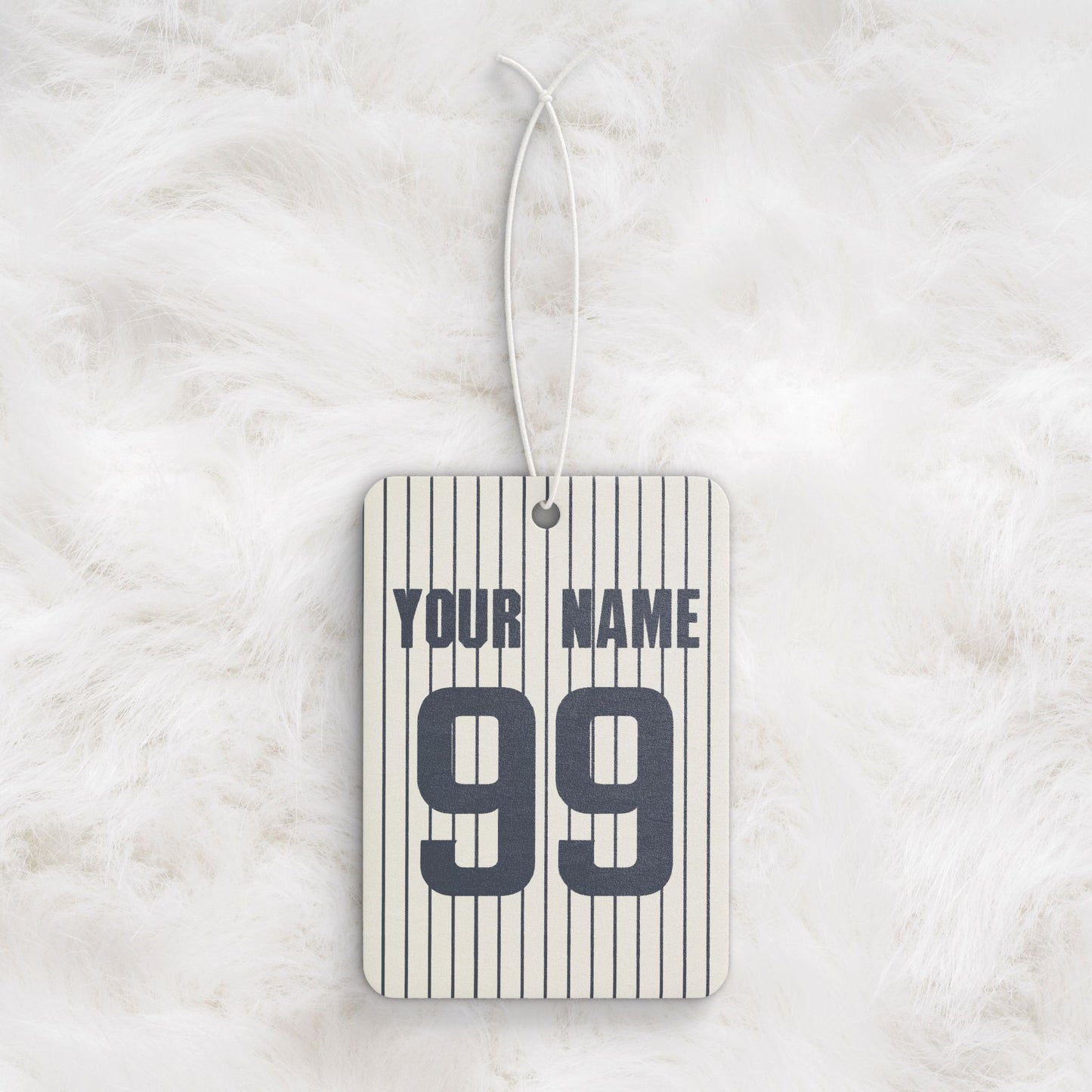 Personalized Name and Number Luxury Navy Blue Striped Car Air Freshener | Sport Style