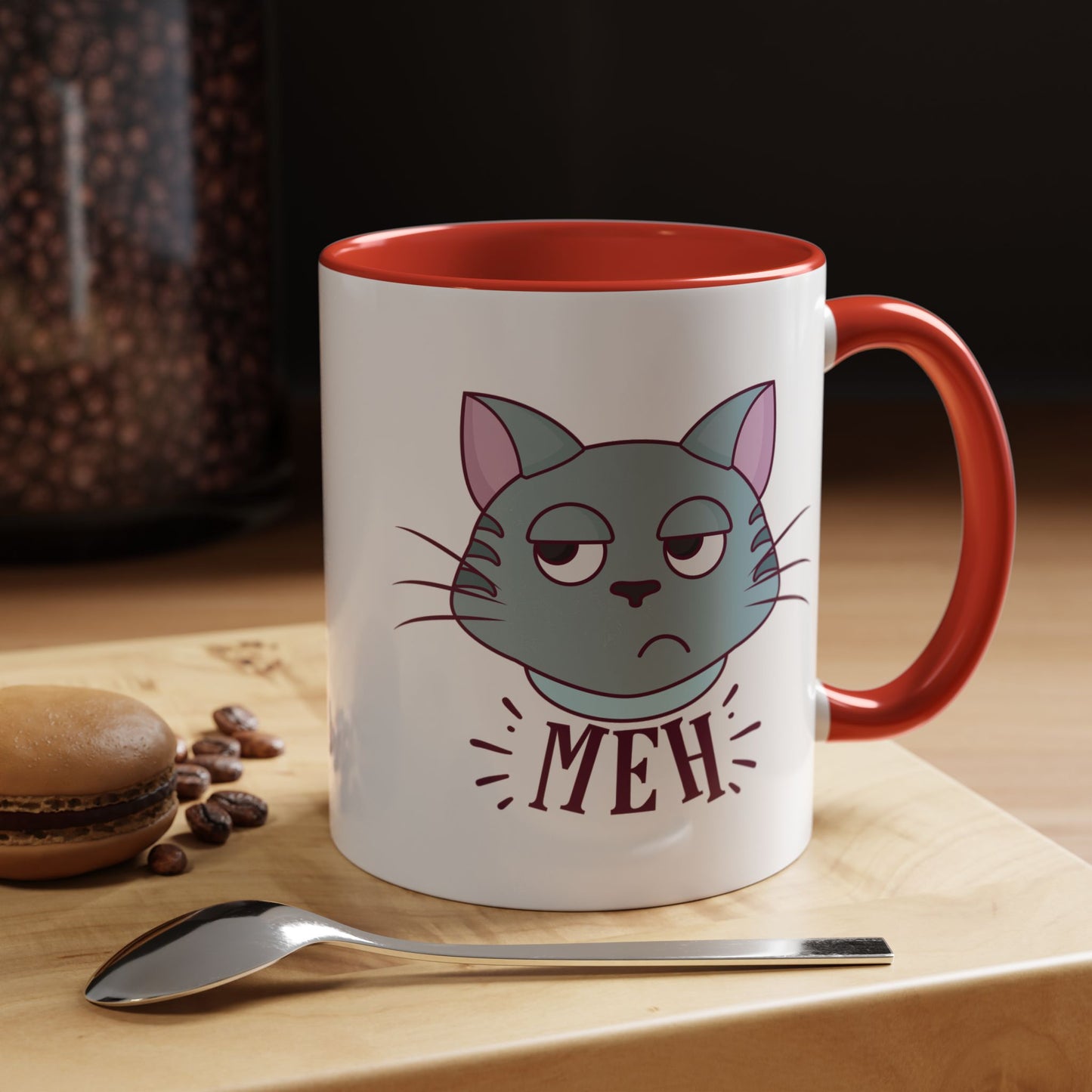 Cute Funny Meh Mug Meme Cat Coffee Tea Cup Hilarious Gift Idea