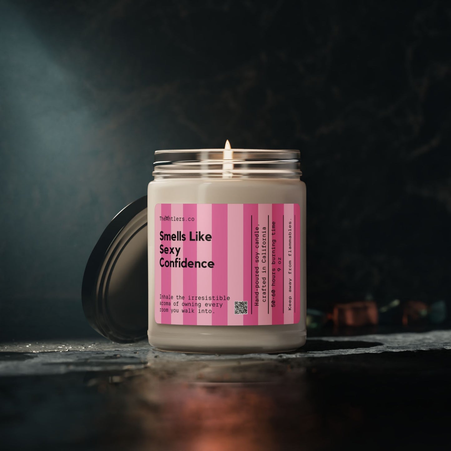Smells Like Sexy Confidence Soy Wax Candle, Cute Pink Lovers Birthday Christmas Anniversary Gift Idea, 9oz.