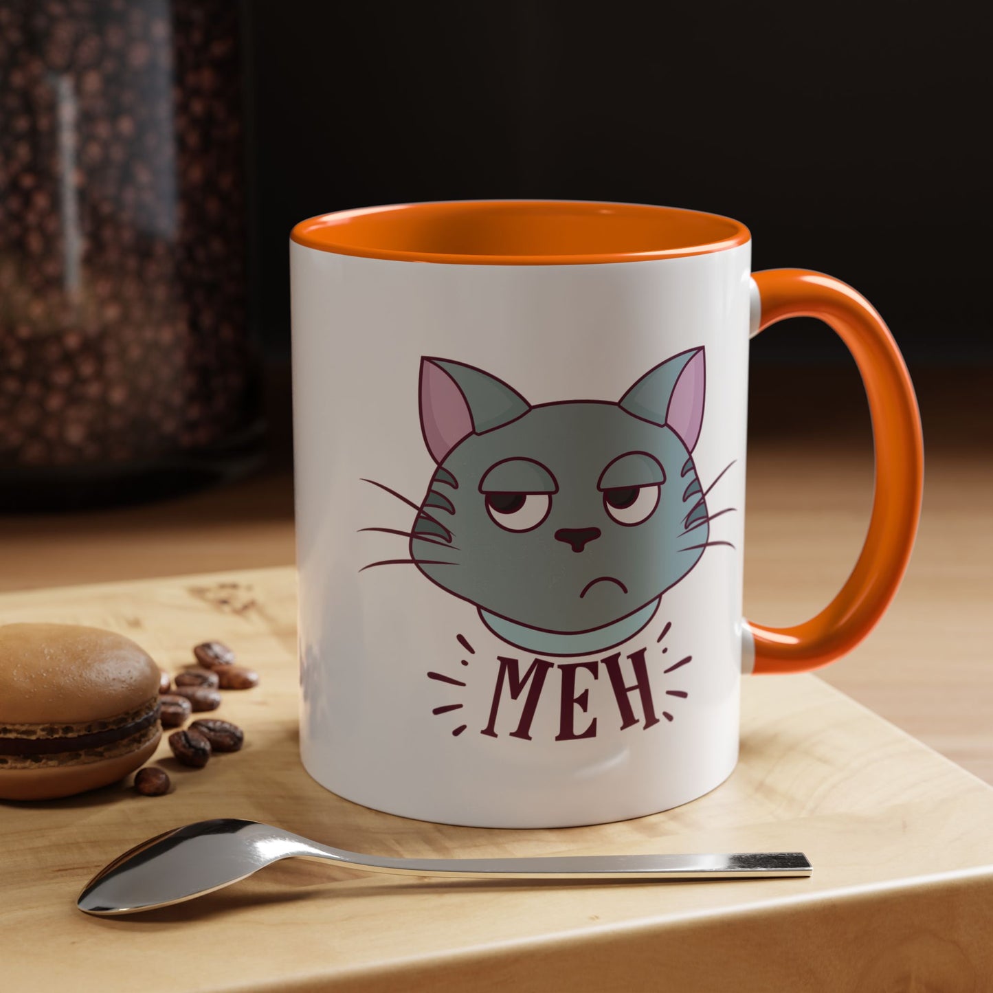 Cute Funny Meh Mug Meme Cat Coffee Tea Cup Hilarious Gift Idea