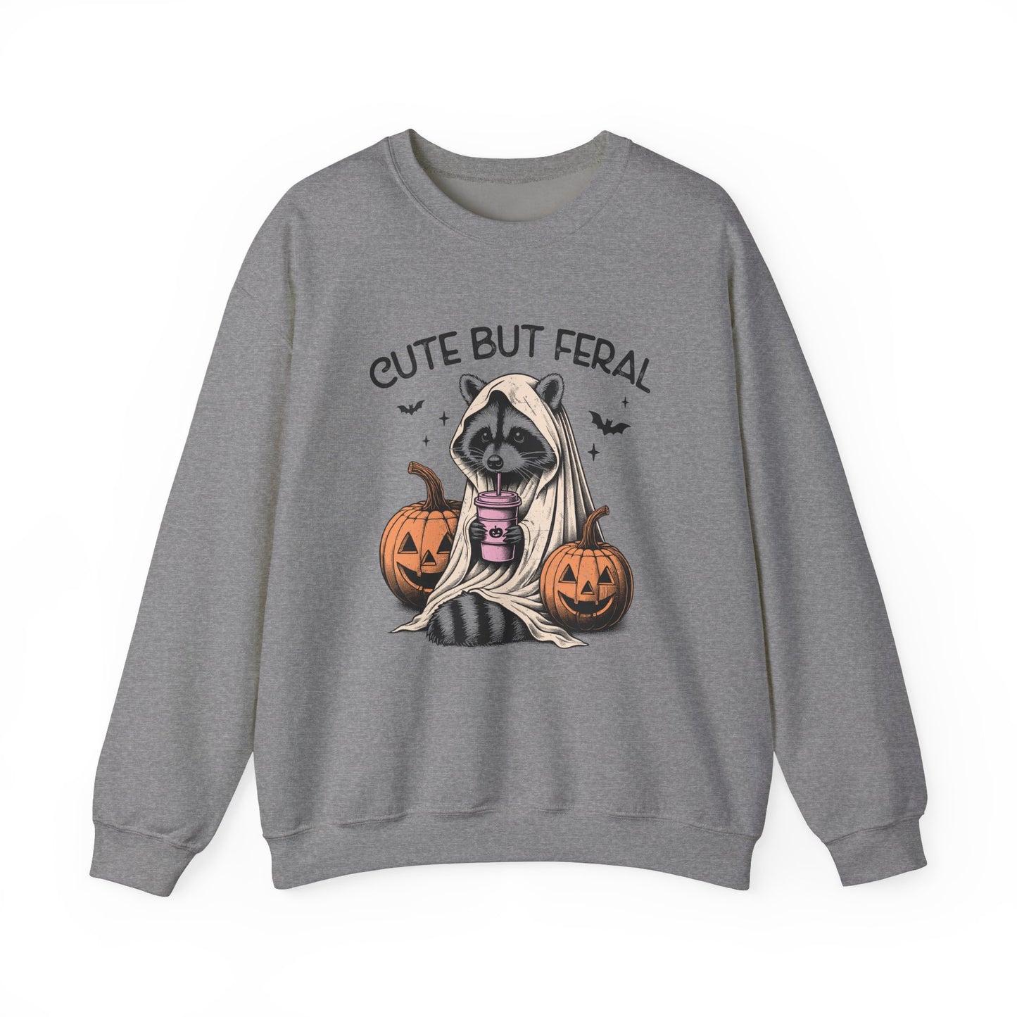 Raccoon Unisex Heavy Blend™ Crewneck Sweatshirt Cute and Feral Halloween Season Gift Ideas