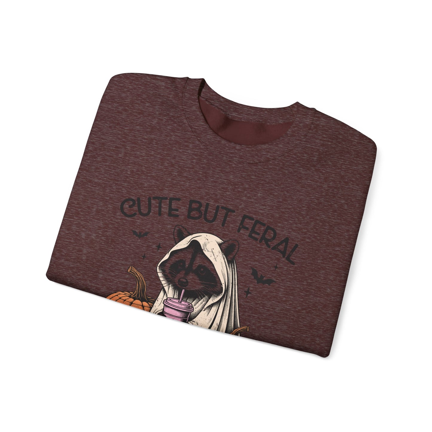 Raccoon Unisex Heavy Blend™ Crewneck Sweatshirt Cute and Feral Halloween Season Gift Ideas