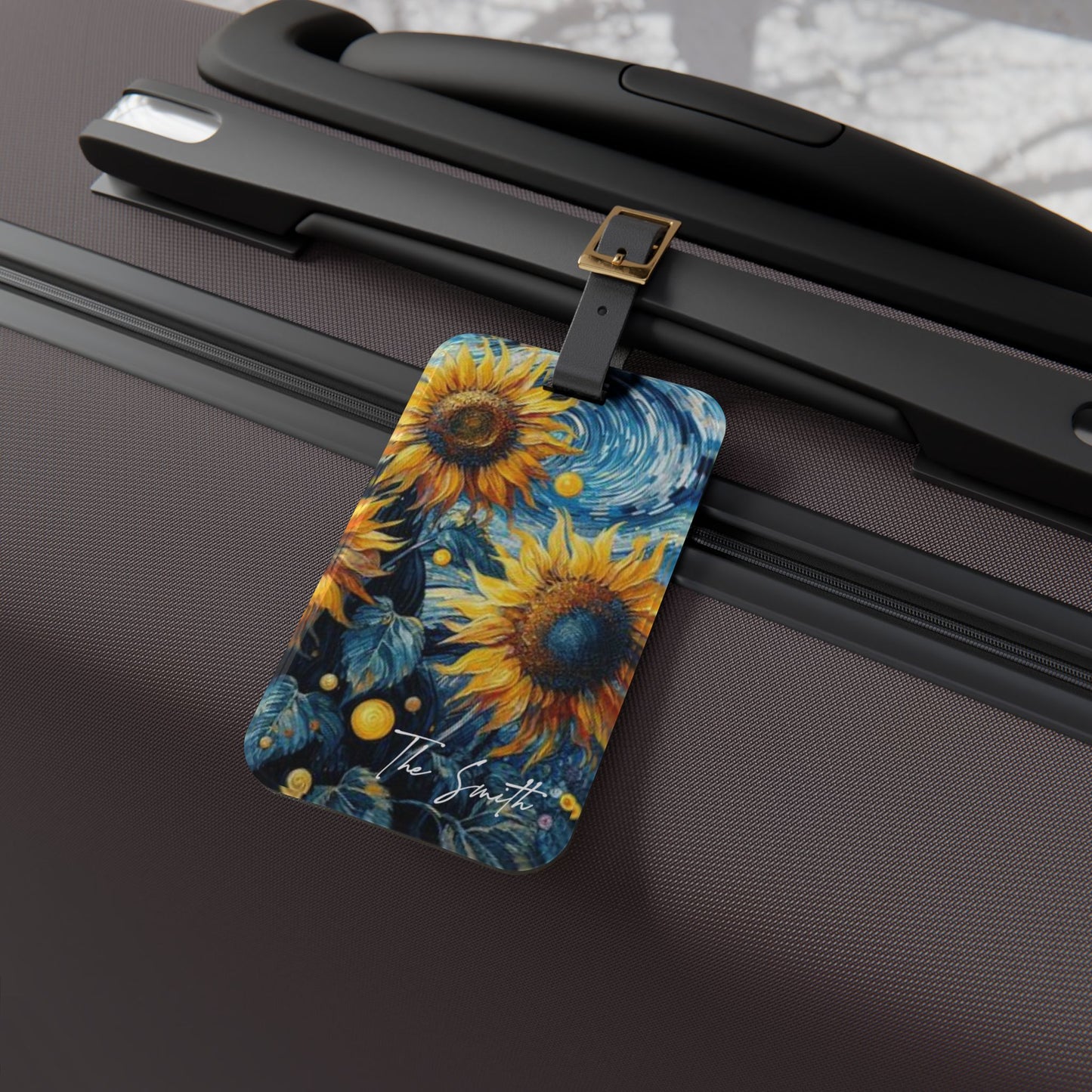 Personalized Custom Name Travel ID Vincent Van Gogh Sunflowers Luggage Tag | Vacation Birthday Christmas Gift