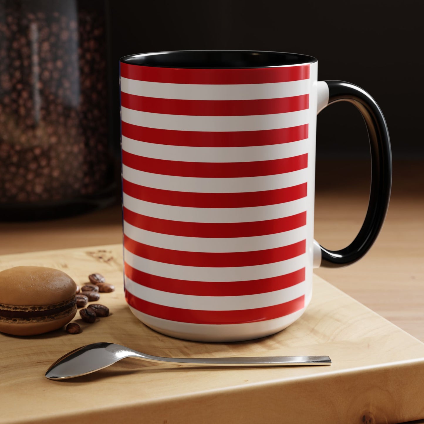 American Stars and Stripes USA Flag Accent Mug | Trending July 4th Gift Idea Coffee Tea Cup