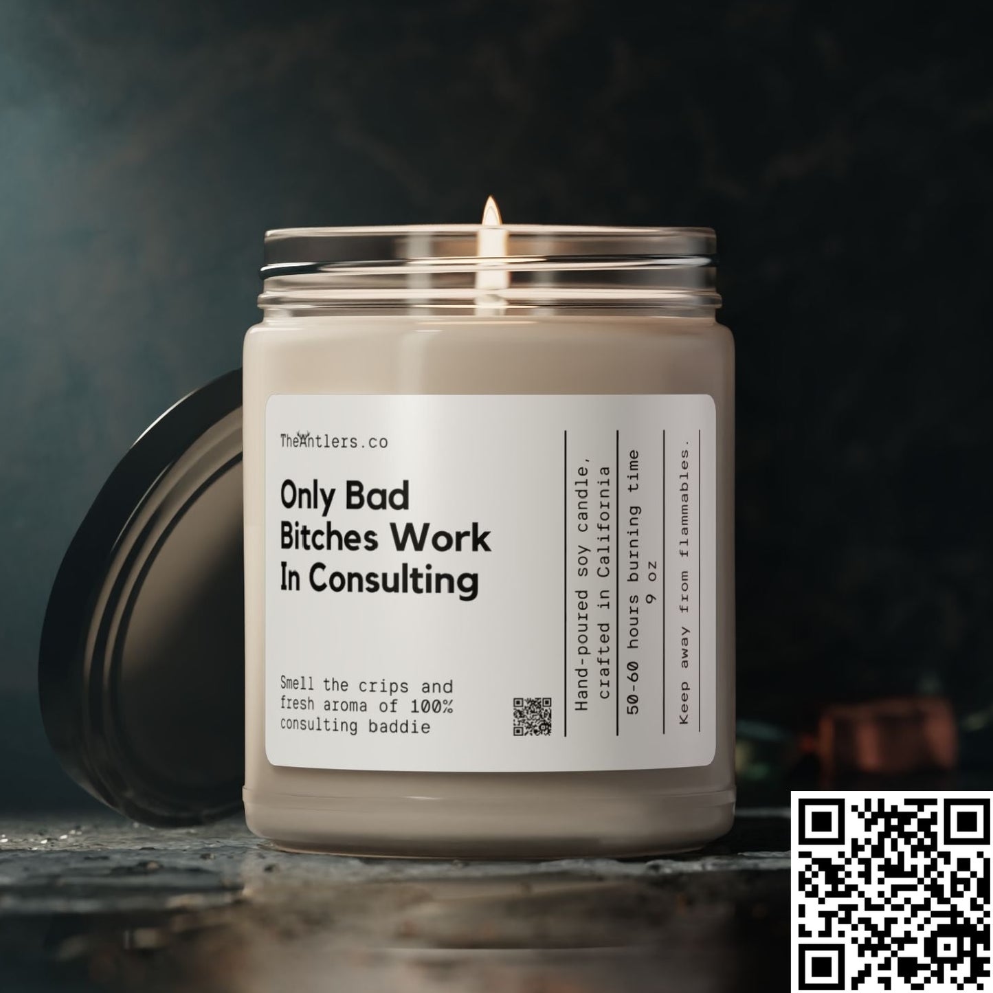 Only Bad Bitches Work In Consulting Soy Wax Candle, Funny Consultant Management Gift Idea, 9oz.