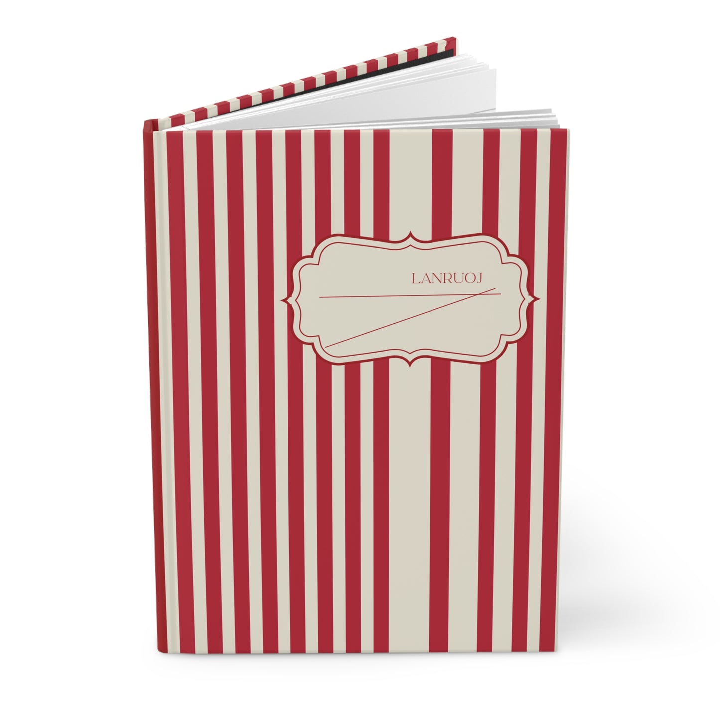 Unique Expensive Ugly Weird Error Red and White Striped Hardcover Notebook Journal | College School Student Teacher Book Lover Gift