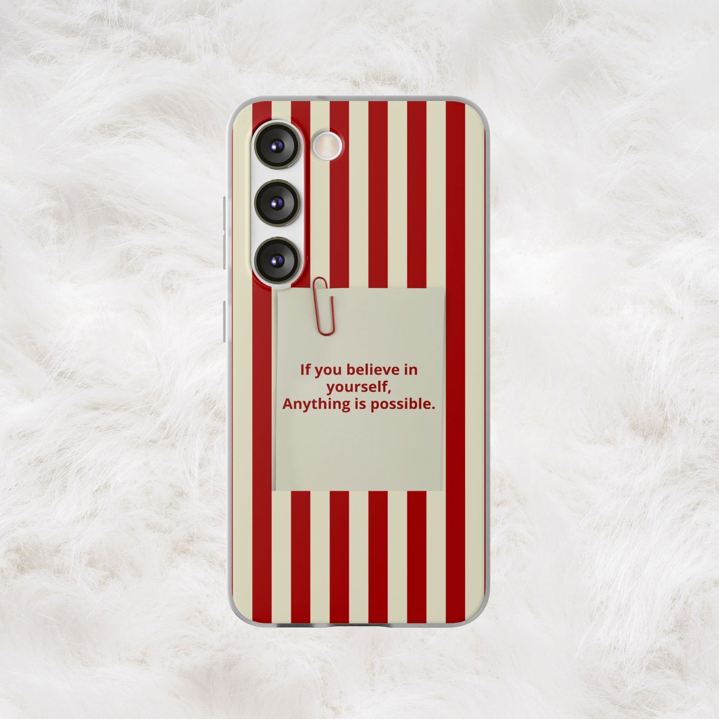 Personalized Custom Text Inspirational Striped Phone Case. “If you believe in yourself, Anything is possible.”